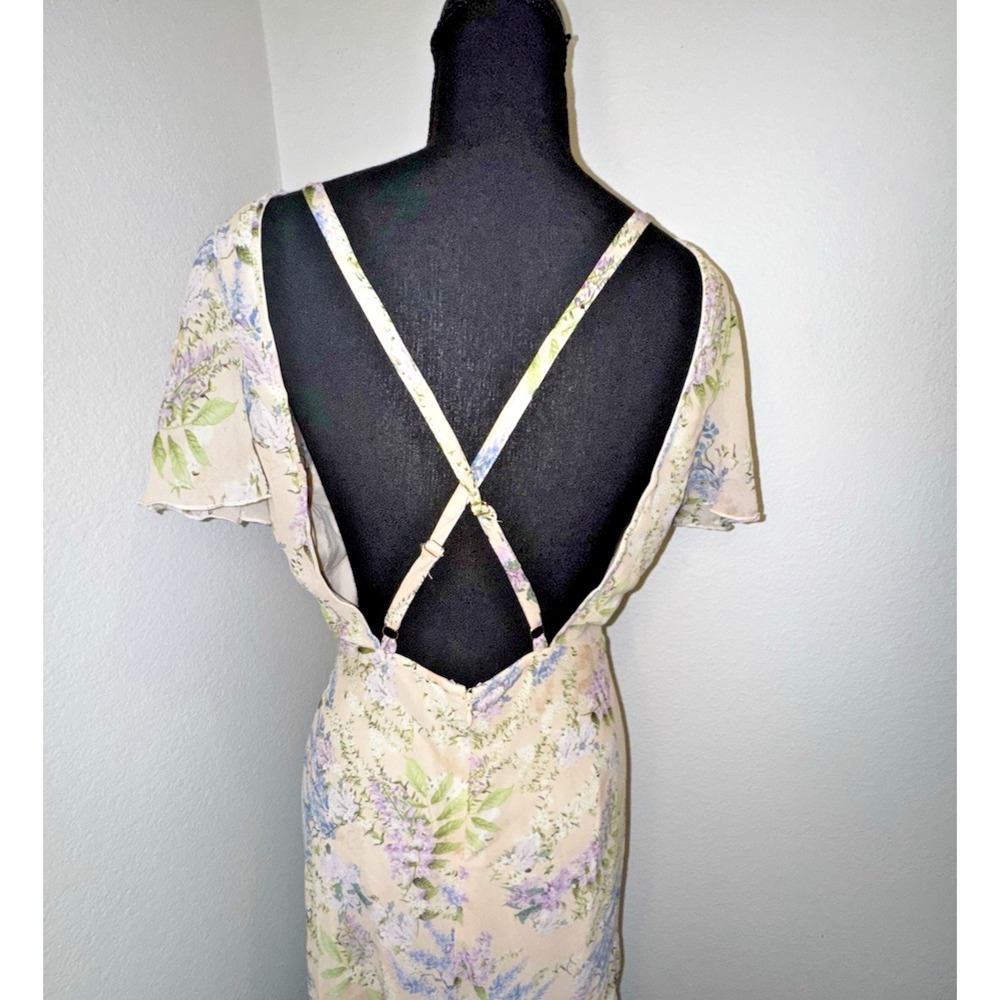 VICI "Best Dressed" Ruffle Sleeve‎ Maxi Dress Floral Open Back Size Large - Picture 5 of 8